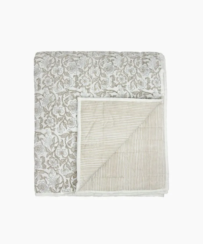 Athena Handblock Natural Coverlet Large