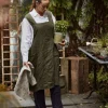 Cross Back Apron Army Green Stonewashed Linen