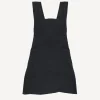 Cross Back Apron Black Stonewashed Linen