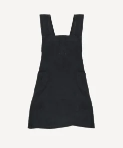 Cross Back Apron Black Stonewashed Linen