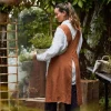 Cross Back Apron Tobacco Stonewashed Linen