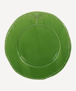 Dragonfly Stoneware Green Dinner Plate