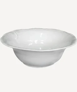 Dragonfly Stoneware White Salad Bowl Large