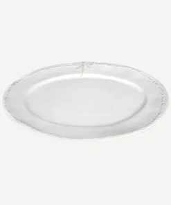 Dragonfly Stoneware White Oval Platter Large