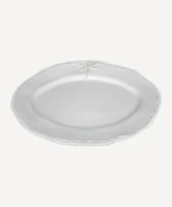 Dragonfly Stoneware White Oval Platter Small