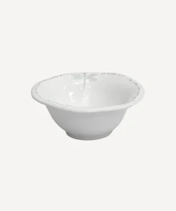 Dragonfly Stoneware White Salt Bowl