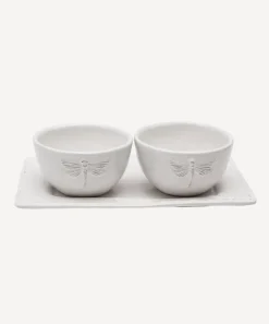 Dragonfly Stoneware White Condiment Set (3PC)