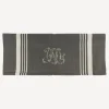 Monogram Tea towel Charcoal with White Stripe