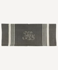 Monogram Tea towel Charcoal with White Stripe