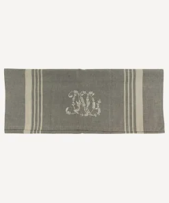 Monogram Tea Towel Grey with Natural Stripe