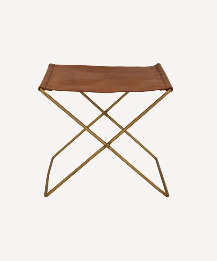 Palma Leather Stool Brown