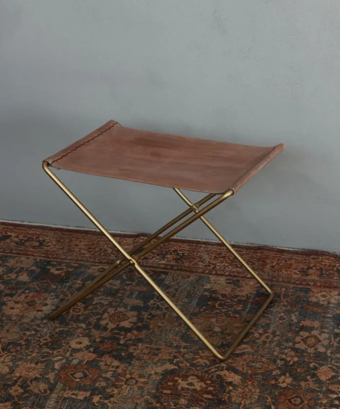 Palma Leather Stool Brown