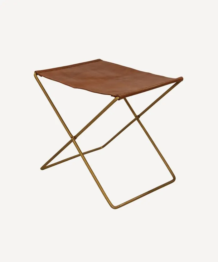 Palma Leather Stool Brown