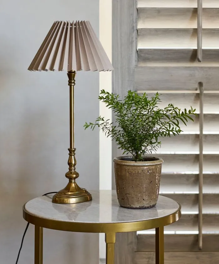 Pleated Linen Shade 26cmD Taupe