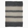 Twill Tea Towel Charcoal with Natural Stripes