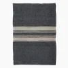 Twill Tea Towel Charcoal with Narrow Natural Stripes