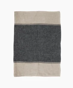 Twill Tea Towel Wide Charcoal Band
