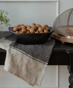 Twill Tea Towel Wide Charcoal Band