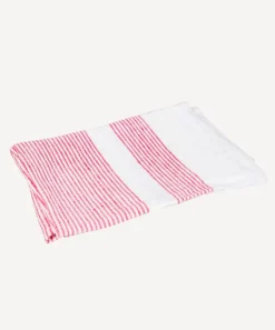 Woven Multi Stripe Tea Towel Red & White